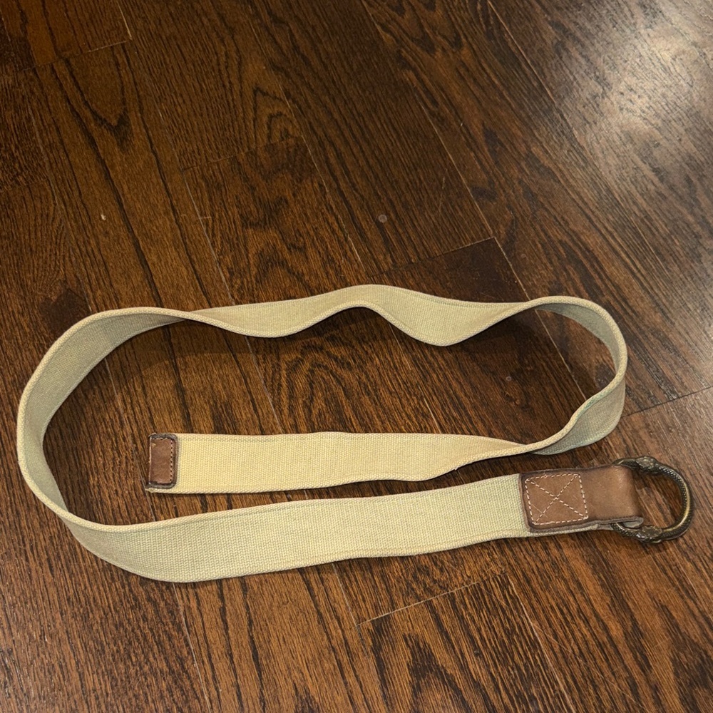 Unbranded belt real leather with beige canvas and metal snake